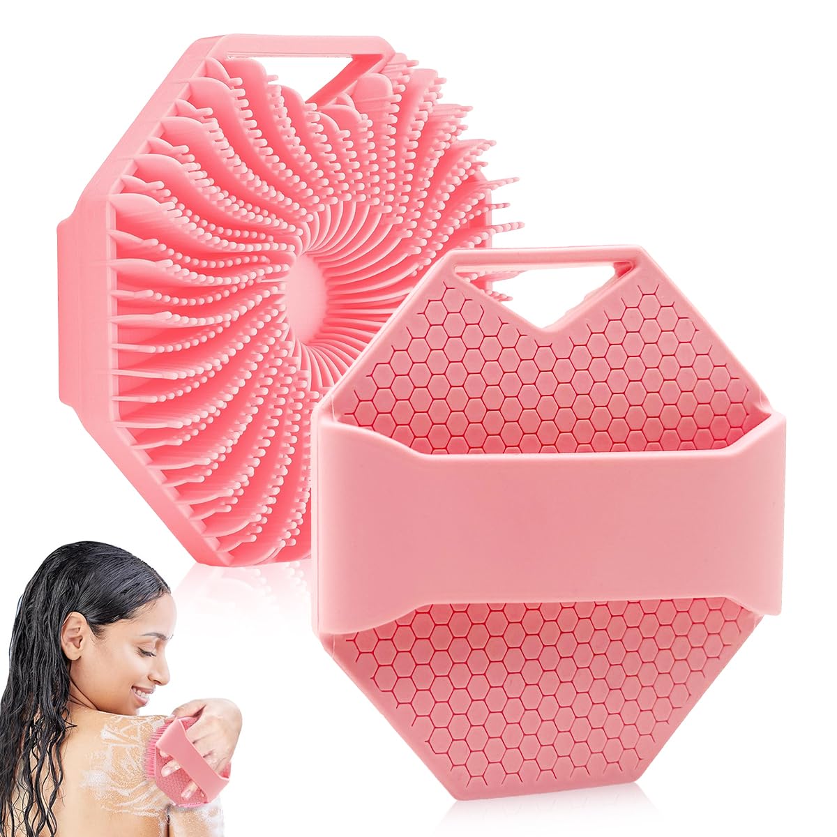 MAYCREATE Silicone Body Scrubber, Exfoliating Body Scrubber for Sensitive Skin, Soft Massage Body, More Hygienic Than Traditional Loofah, Gentle Exfoliating for Sensitive Skin, Pink MAYCREATE Silicone Body Scrubber, Exfoliating Body Scrubber for Sensitive Skin, Soft Massage Body, More Hygienic Than Traditional Loofah, Gentle Exfoliating for Sensitive Skin, Pink